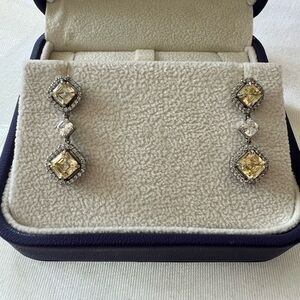 Elegant Silver and Yellow Drop Earrings